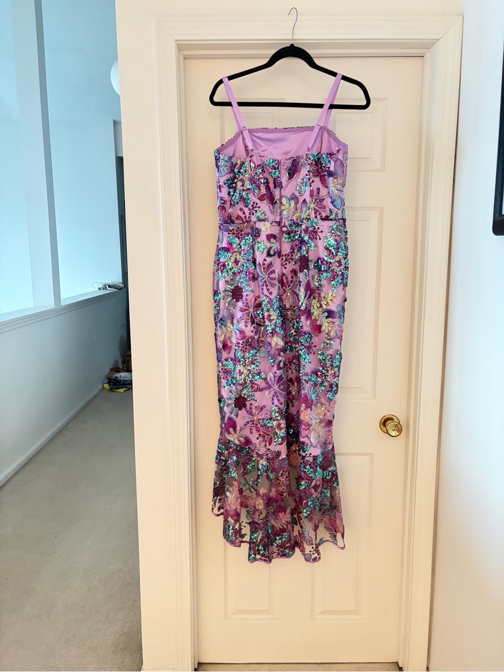 Boston Proper Lavender Sequin Floral Dress